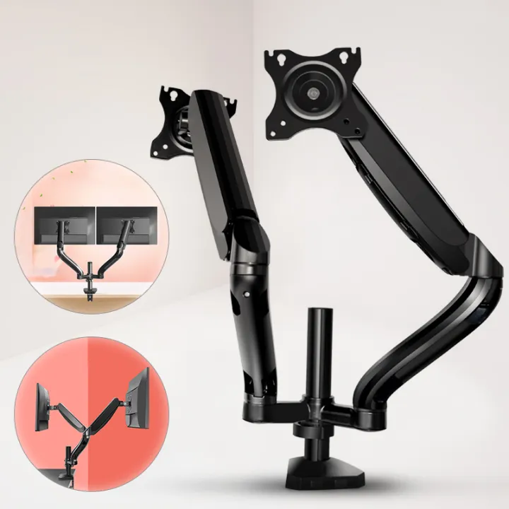 Dual Monitor Stand with Height Adjustable Spring-Loaded Mounts for 2 Monitors - Desk Mount Monitor Arm with Full Range of Motion, Tilt, and Swivel for Workspace Setup