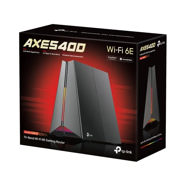 TP-Link Archer GXE75 | AXE5400 Tri-Band Wi-Fi 6E Gaming Router, Tri-band Wi-Fi 6E, Light On Game On with Customizable RGB Lighting, 2.5G Multi-Gigabit Port, WPA3 security